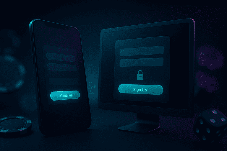 Registration form with email/phone and password fields